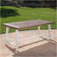 Table de salle à manger d'extérieur en bois d'acacia brun sablé foncé avec cadre en métal rustique blanc-764093329
