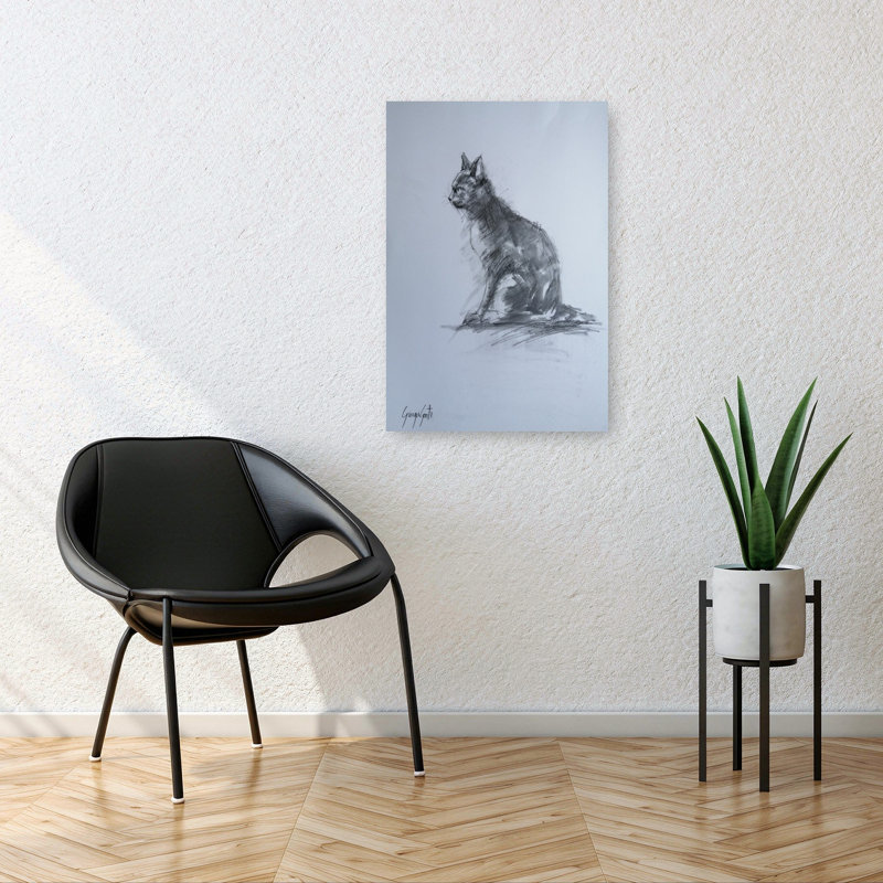 Chat contemporain gris anthracite, 36" H x 24" W