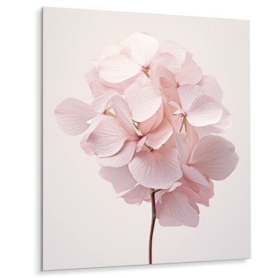 Hortensia rose chuchotant des pétales - art mural floral en métal