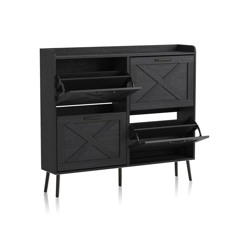 24 Pair Shoe Storage Cabinet, Black