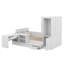 Lit plateforme double en bois avec tiroirs, bureau et tablettes-207625717