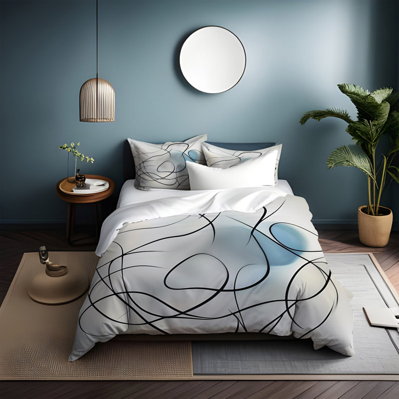 Polyester Abstract Duvet Cover, King Duvet Cover + 2 King Shams