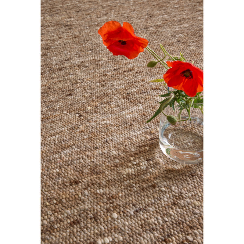 Sober Hand Woven Wool Area Rug, Soft Brown, Rectangle 6'7 x 9'2