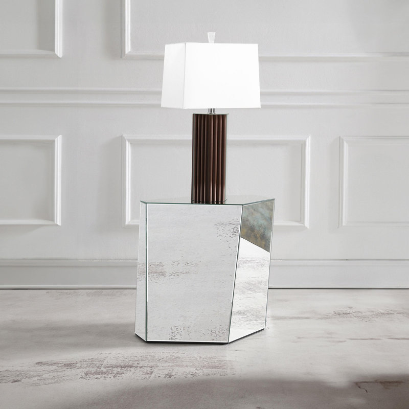 Mirrored Abstract Geometric End Table Silver