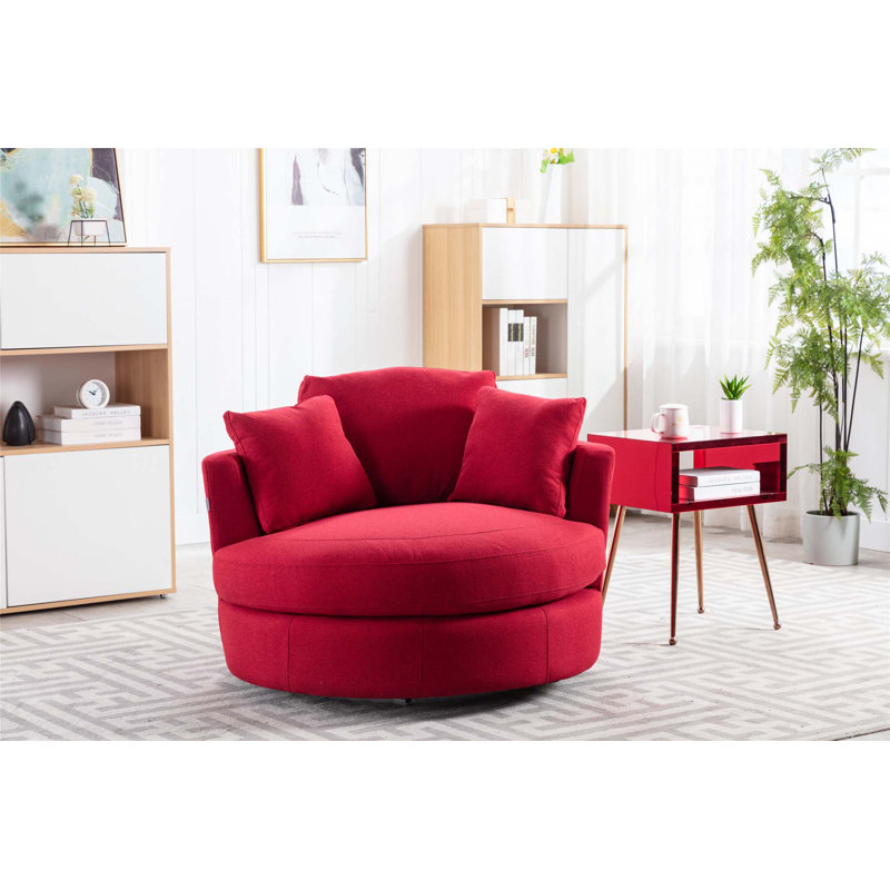 Fauteuil demi-tonneau Modern Akili, Lin rouge