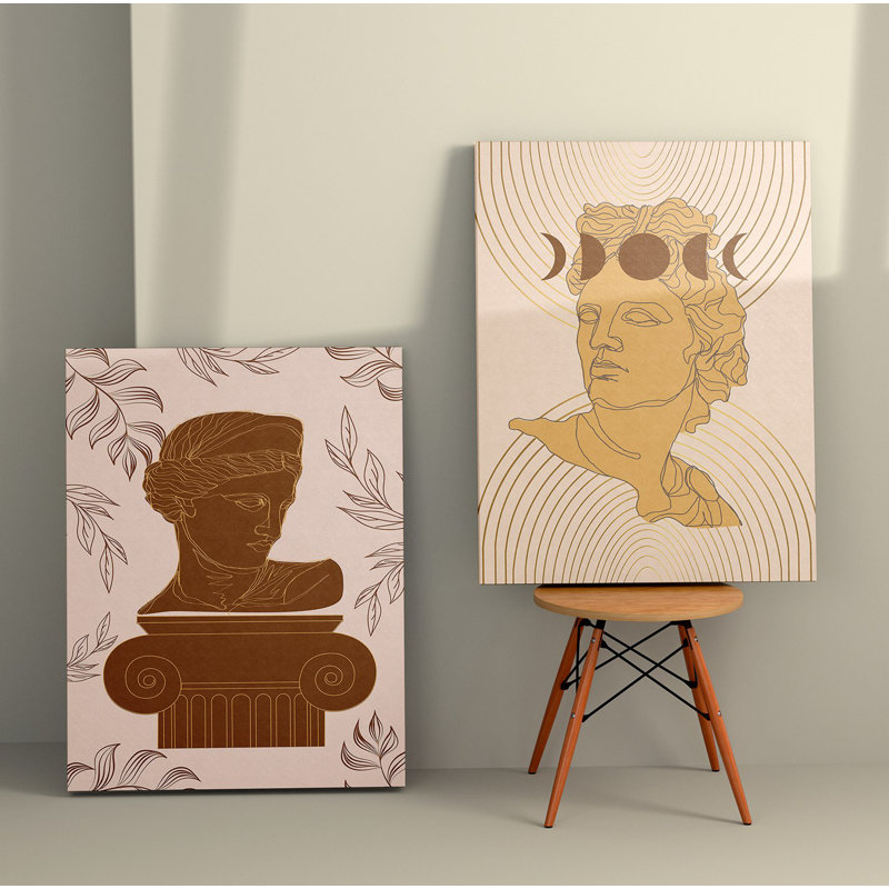Élégantes peintures sur toile décoratives (2 pièces), 19,7 po x 27,6 po chacune | 100% toile avec cadres 100% bois | Superbe art mural pour le salon et la chambre à coucher, parfait pour la décoration intérieure et les idées de cadeaux