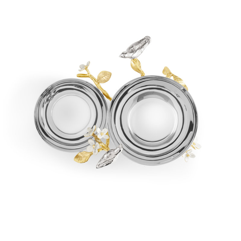 Lovebirds Silver & Gold Double Dish