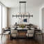 Suspension linéaire à 8 lumières avec variateur, style bougie, pour îlot de cuisine, salle à manger et salon.-348697450