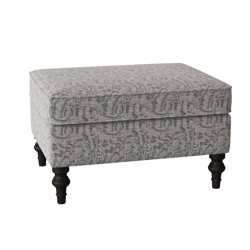 Repose-pieds standard large de 27 po Mulgrave, Tissu performance gris marbré, Bouleau couleur miel