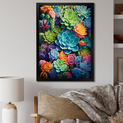 «Eugie Green Blue Succulents Succulent Paradise II», reproduction sur toile
