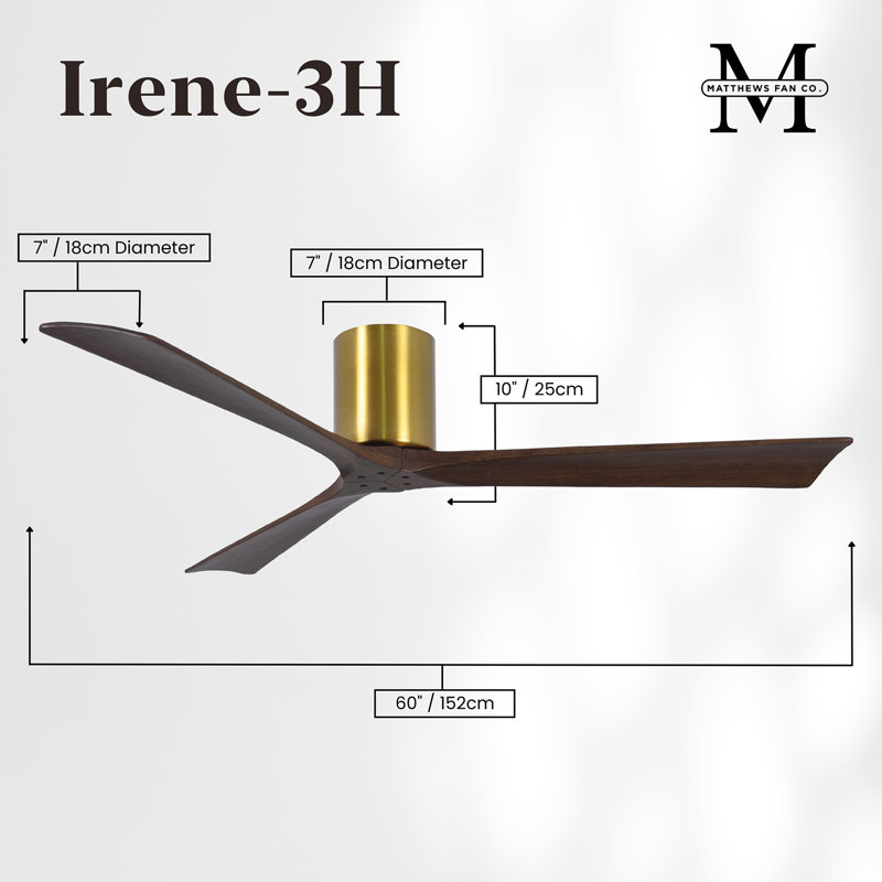 Irene Ceiling Fan, Brushed Brass, Walnut Tone, 60"