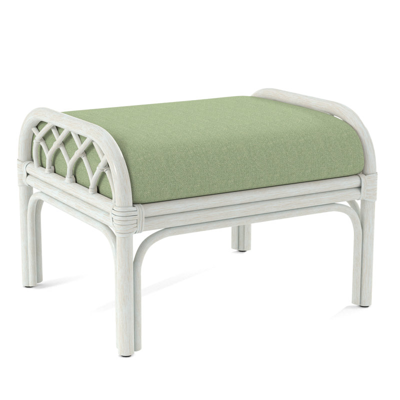 Edgewater Ottoman, Bisque, Light Blue Performance Fabric; 0851-55