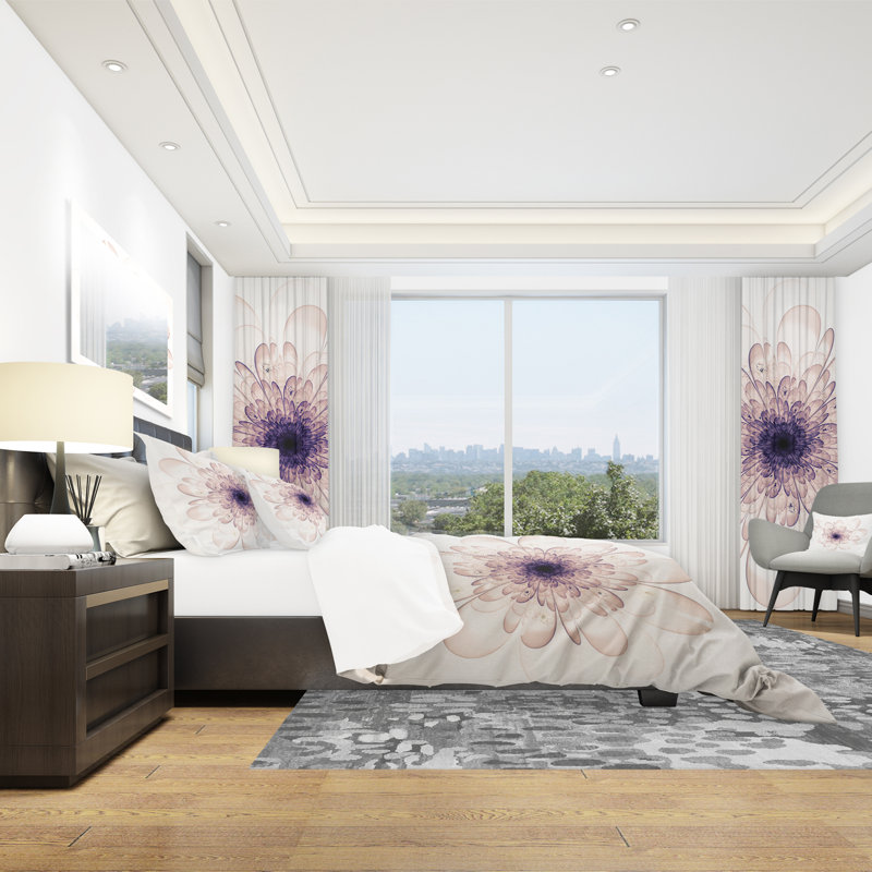Ensemble de housse de couette Perfect Glowing Fractal Flower, Housse simple + 1 taie