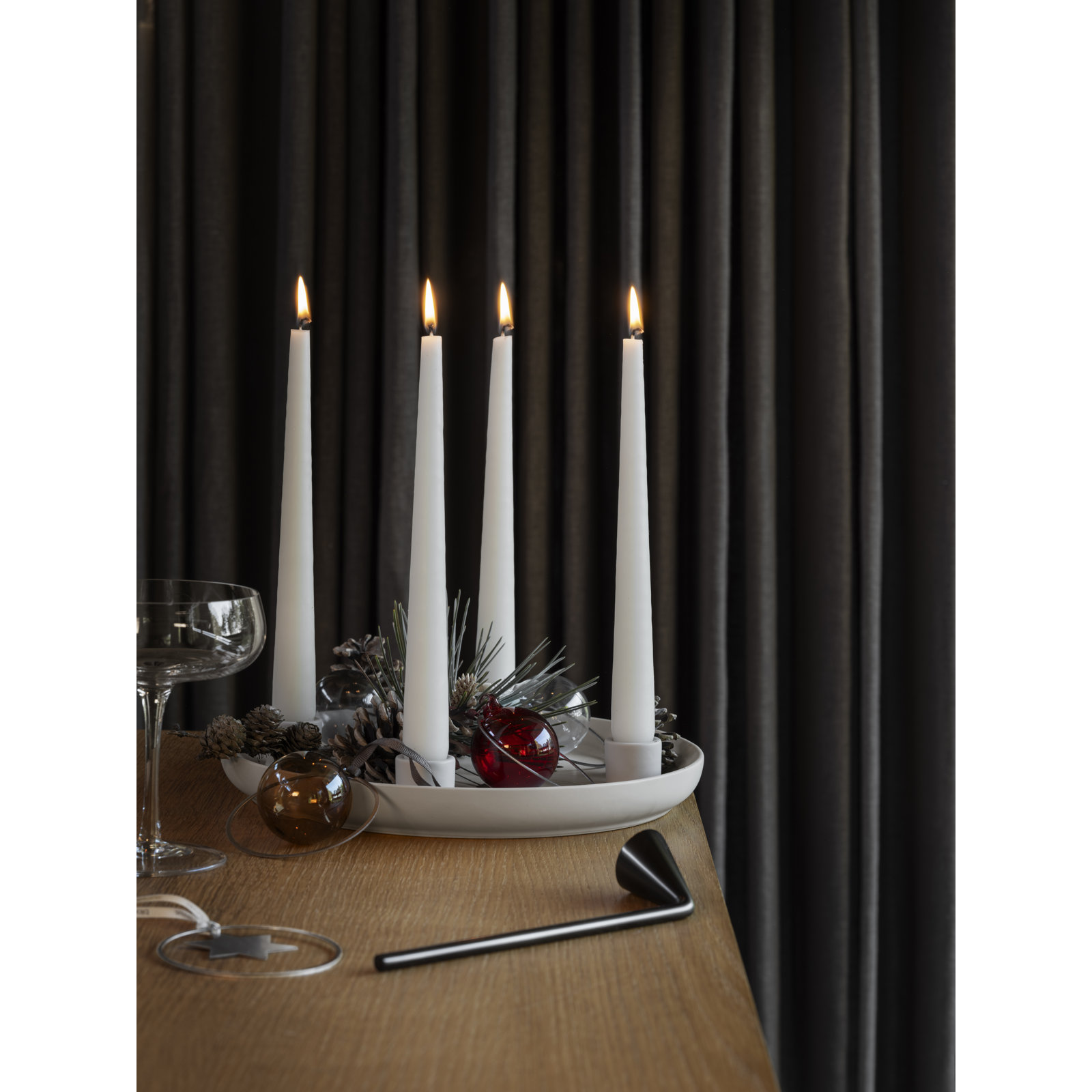 VELA Stoneware Candelabra, Moonbeam