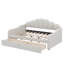 Structure de lit plateforme pleine grandeur moderne drapée de tissu avec tête de lit courbée et tiroirs de rangement intégrés-1534684325