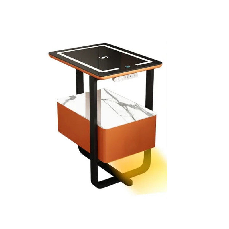Naqib Side Table Comfortable Nightstands Bedroom Drawers, Black/Grey