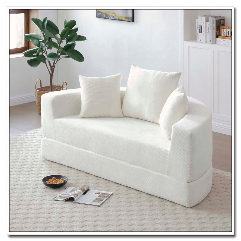 Convertible Sofa Couch Bed,Multi-Functional,Circular Bed,Adjustable Futon Sofa ,No Assembly Compressed Corduroy Floor Lounge Sofa For Apartment Office Bedroom Living Room