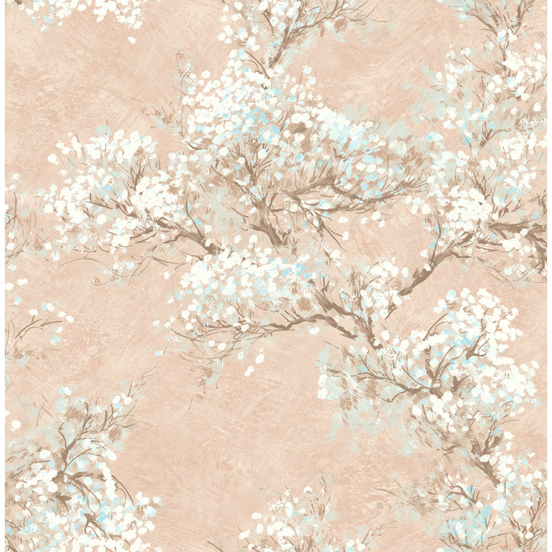Rouleau de papier peint L 32,82 pi x l 20,5 po Taran Cherry Blossoms, Rosé / blanc / brun