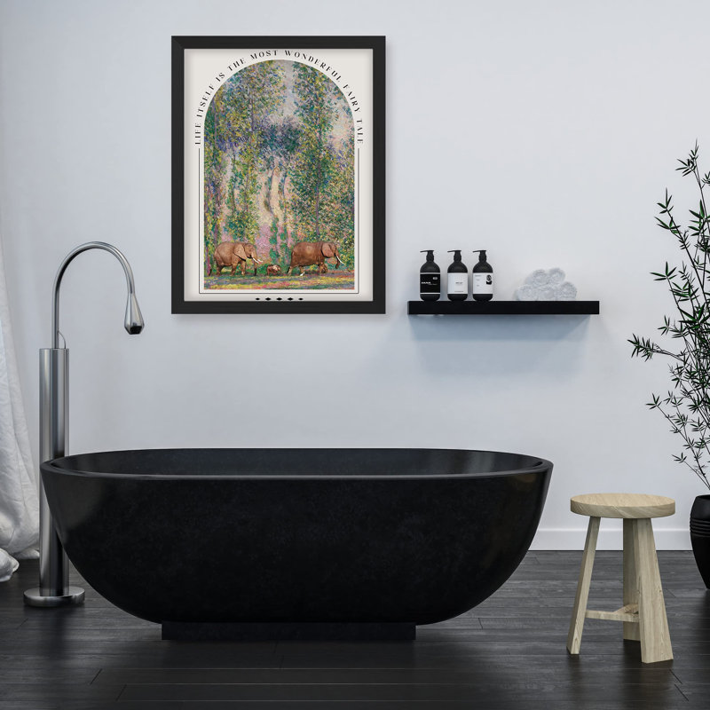 «Pastel Jungle Safari Forest And Elephant» sur papier, Noir