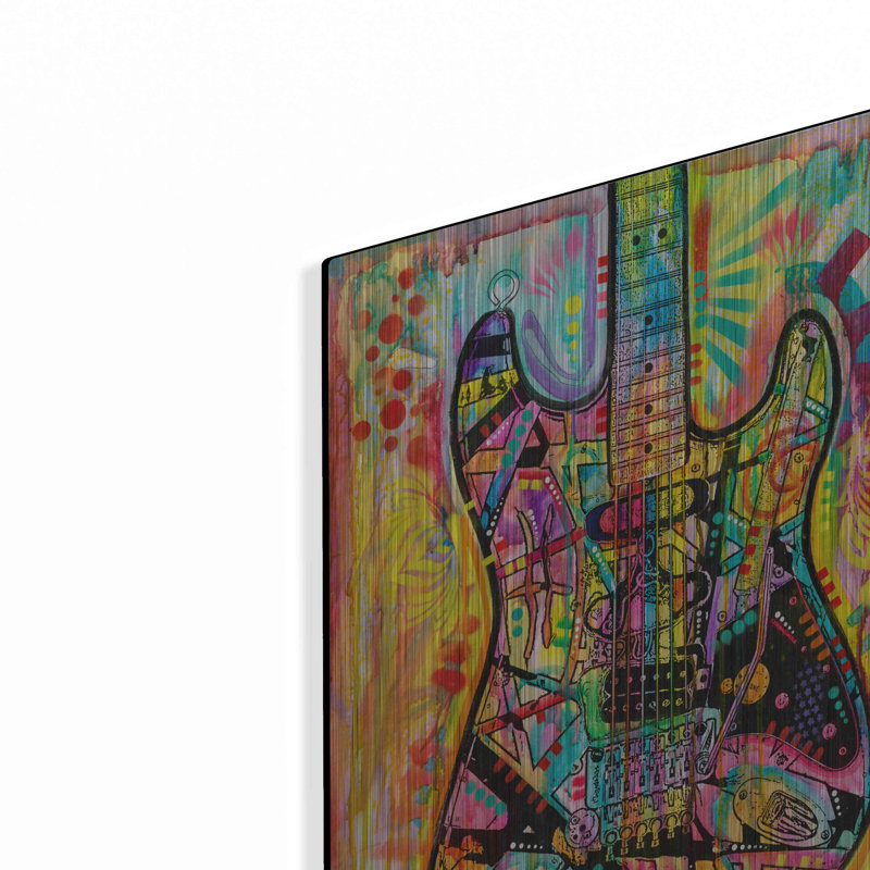 «Guitare» par Dean Russo, art mural en métal, H 16 po x l 12 po