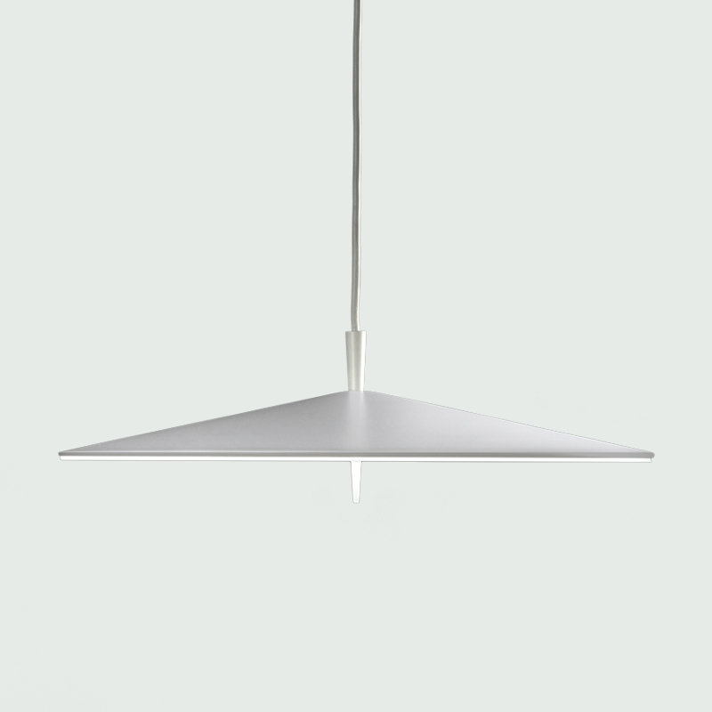 Pla Suspension Pendant, Textured White Lacquer, 117.56" H x 7.88" W x 7.88" D
