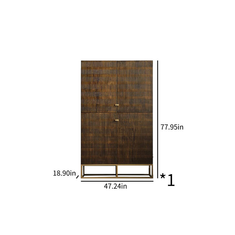 Armoire d'appoint sculptée simple, H 77,95 po x l 47,24 po x P 18,90 po