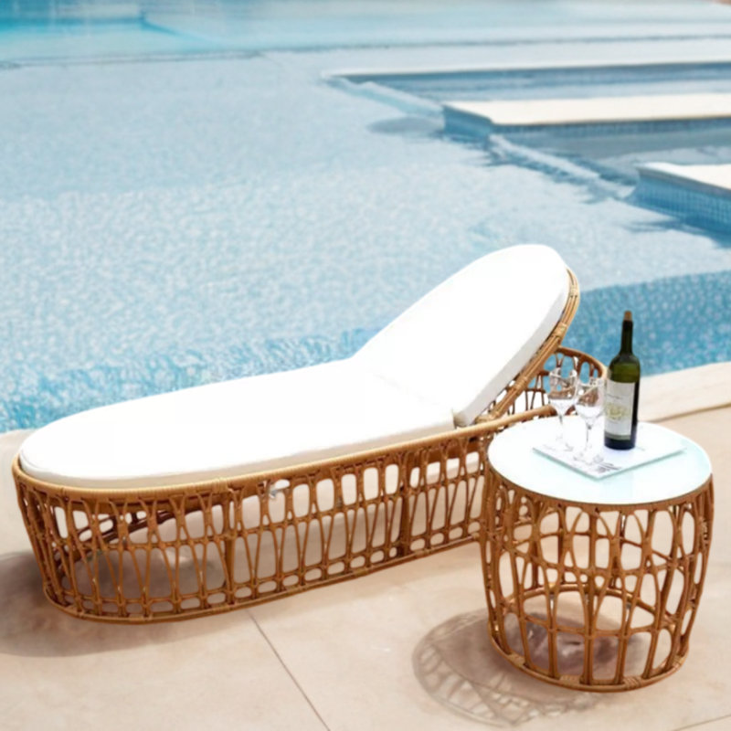 Chaise longue de plage inclinable pour l'extérieur