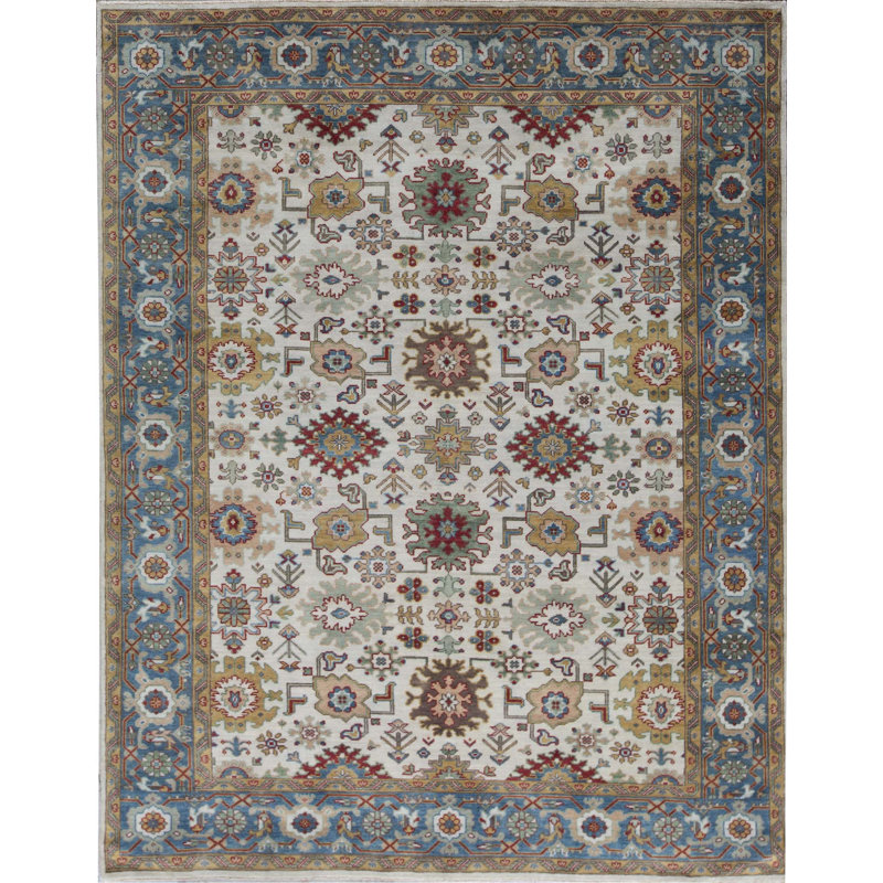 Tapis ivoire et bleu noué à la main de haute qualité Sultanabad