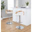 Tabouret de bar réglable avec pivot en métal chromé, bois de zèbre et similicuir blanc avec repose-pieds arrondi en T - ensemble de 3-895432949