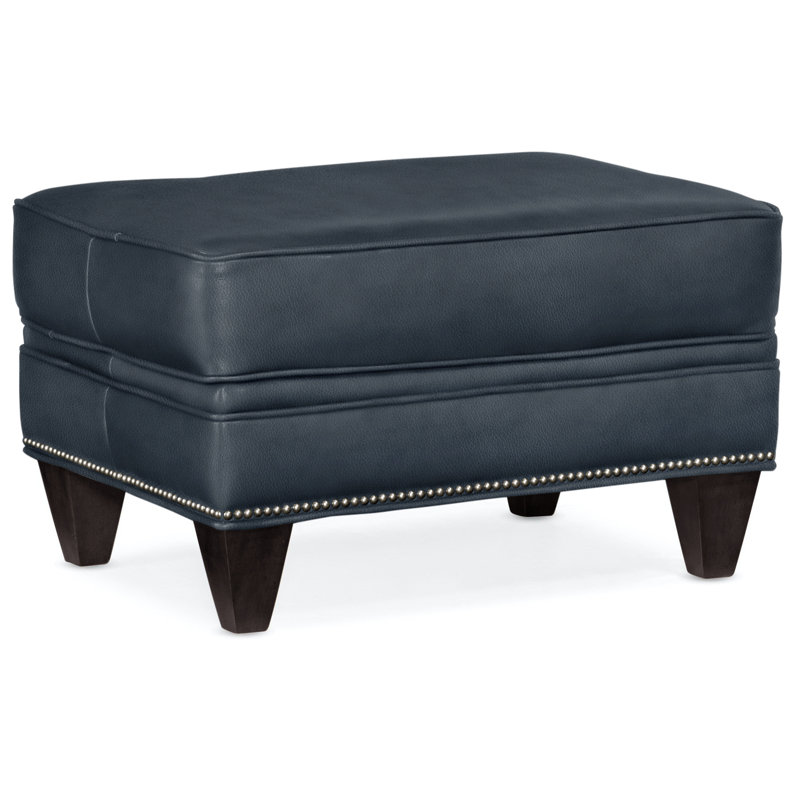 Reddish Ottoman, Gunmetal, Plantation, Anilina Hunter Genuine Leather
