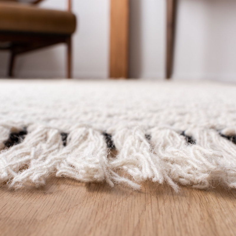 Barrington Ivory/Black Hand Tufted Wool/Cotton/Rug, Runner 2'3" x 8'