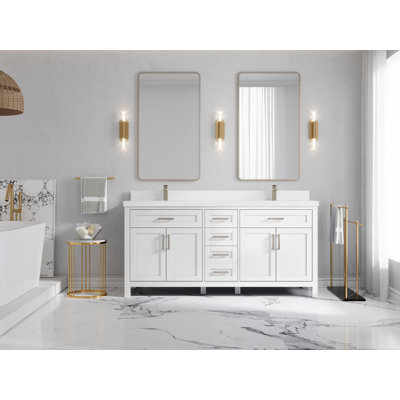 Cambridge Sink Bathroom 72"" Double Bathroom Vanity Set -  Willow Collections, CAM_WH_WHQZ_72D