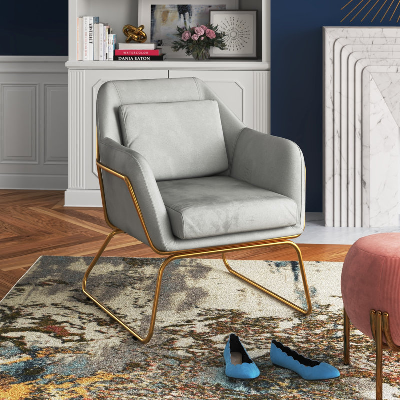 Jarrett Upholstered Armchair, Seal Grey, Gold