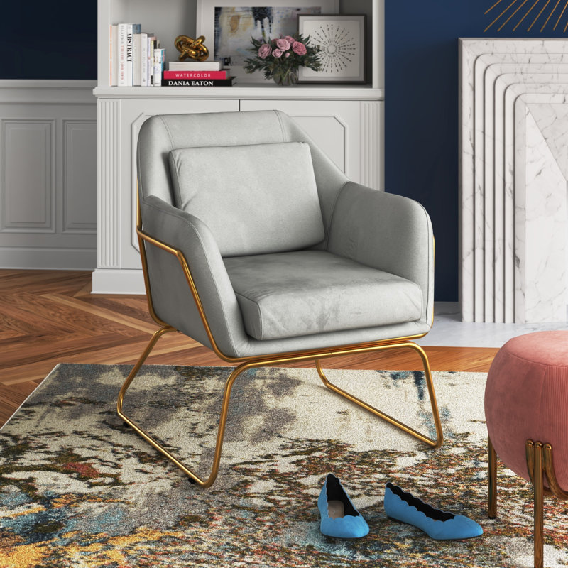Jarrett Upholstered Armchair, Seal Grey, Gold