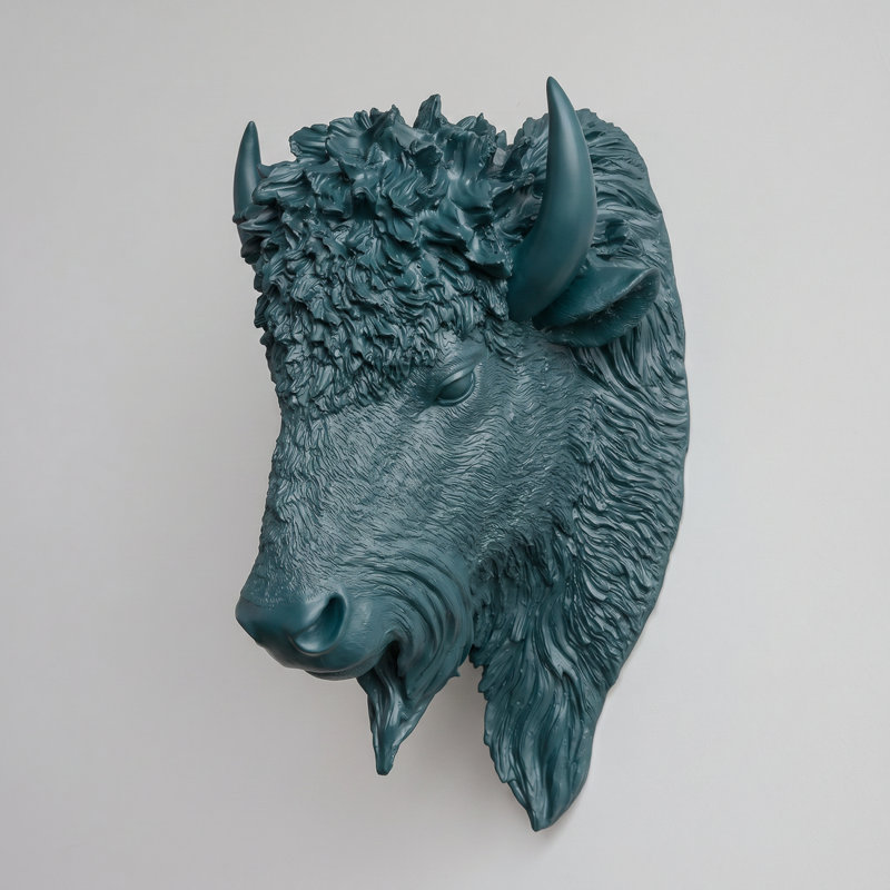 Faux Taxidermy Bison Head Wall Décor, Forest