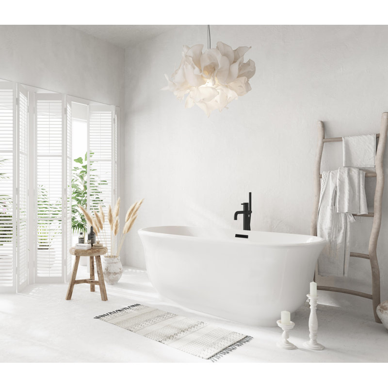 Chaylynn 59'' x 28'' Soaking Acrylic Bathtub, Matte Black