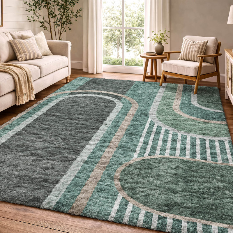 Tapis à poil long de qualité supérieure lavable à la machine ADS532, Emerald, 8' x 10'