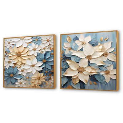 Poinsettias Crafted Delights - Ensemble de 2 collages carrés poinsettias