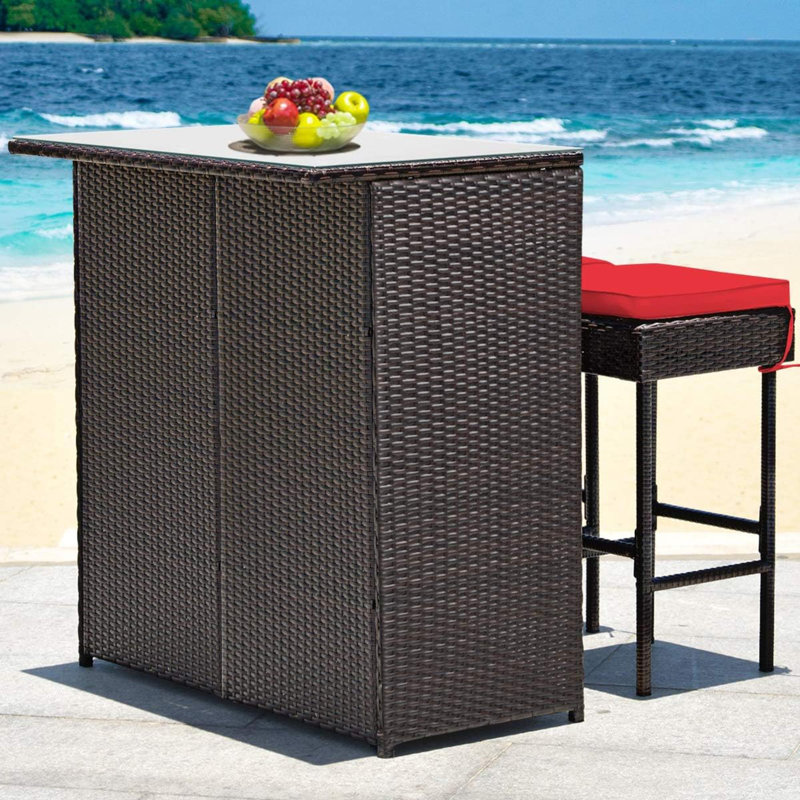 Bar Set, Red, 41.5"H x 24"W x 40"D