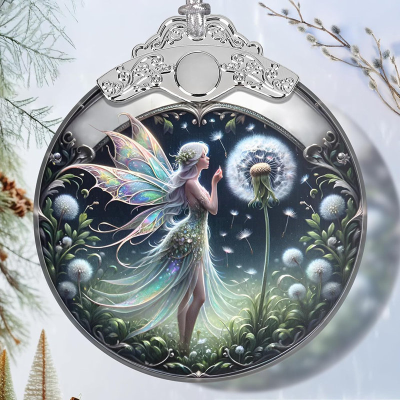 Ornement de Noël fée pissenlit vitrail - décoration de maison de vacances - décoration d'arbre - échange de cadeaux