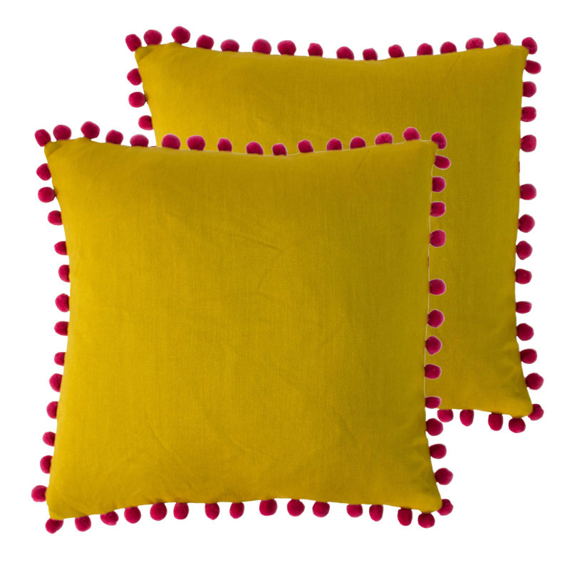 Square Cushion, Bamboo/Magenta, Feathers