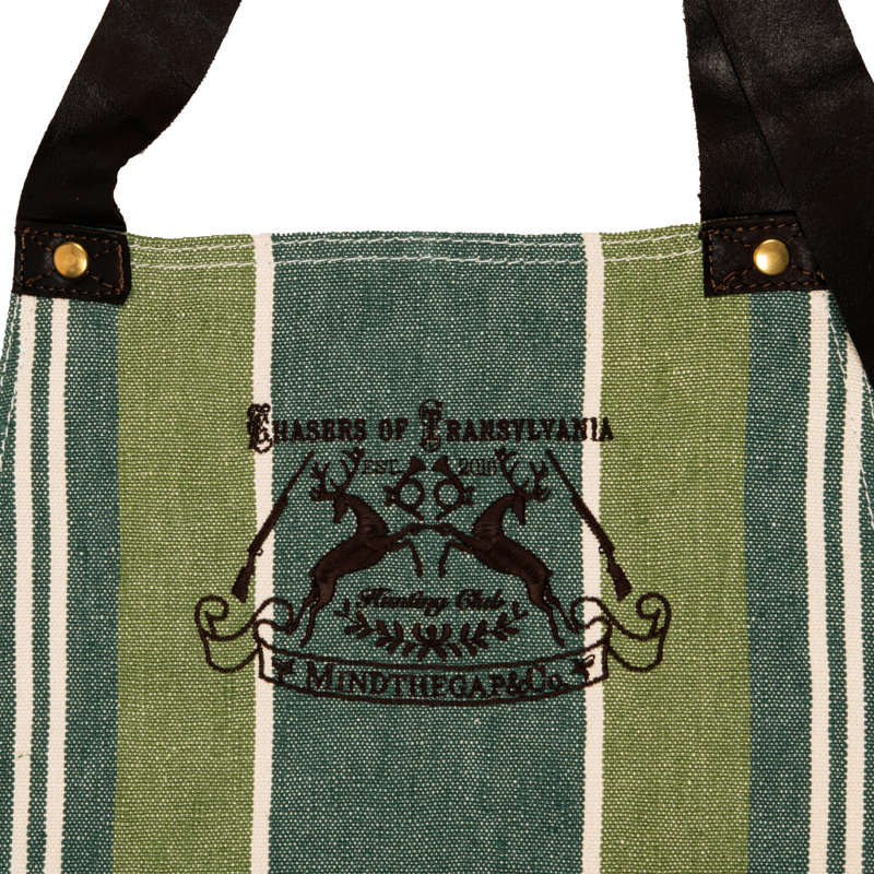 SZEPVIZ STRIPE Embroidered Apron, Green/Blue/Black
