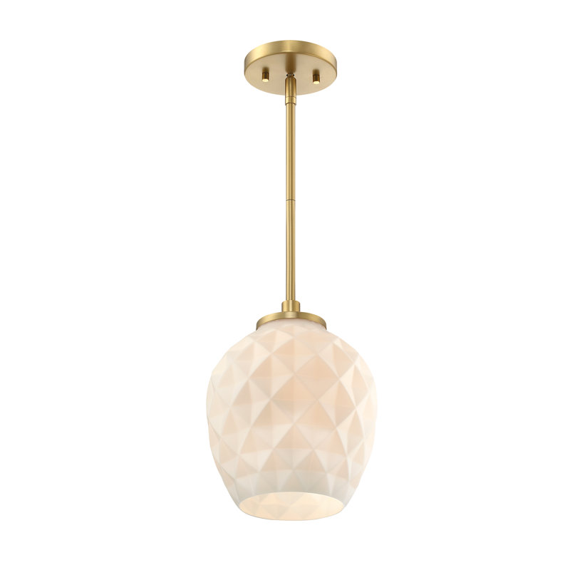 Michia 1 - Light Brushed Gold Single Pendant, 11.25" H x 9" W x 9" D