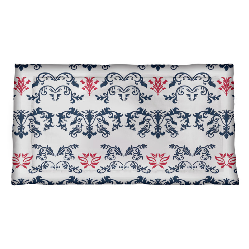 Football Baroque Pattern Pillow Sham, Polyester, King, White/Blue/Red