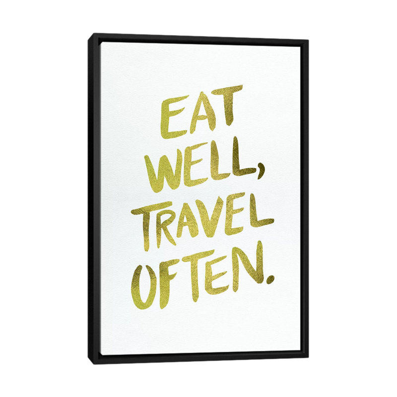 Reproduction d’art textuel sur toile, "manger well" par Cat coquillette, H 26 po x l 18 po x P 1,5 po, Pas de tapis