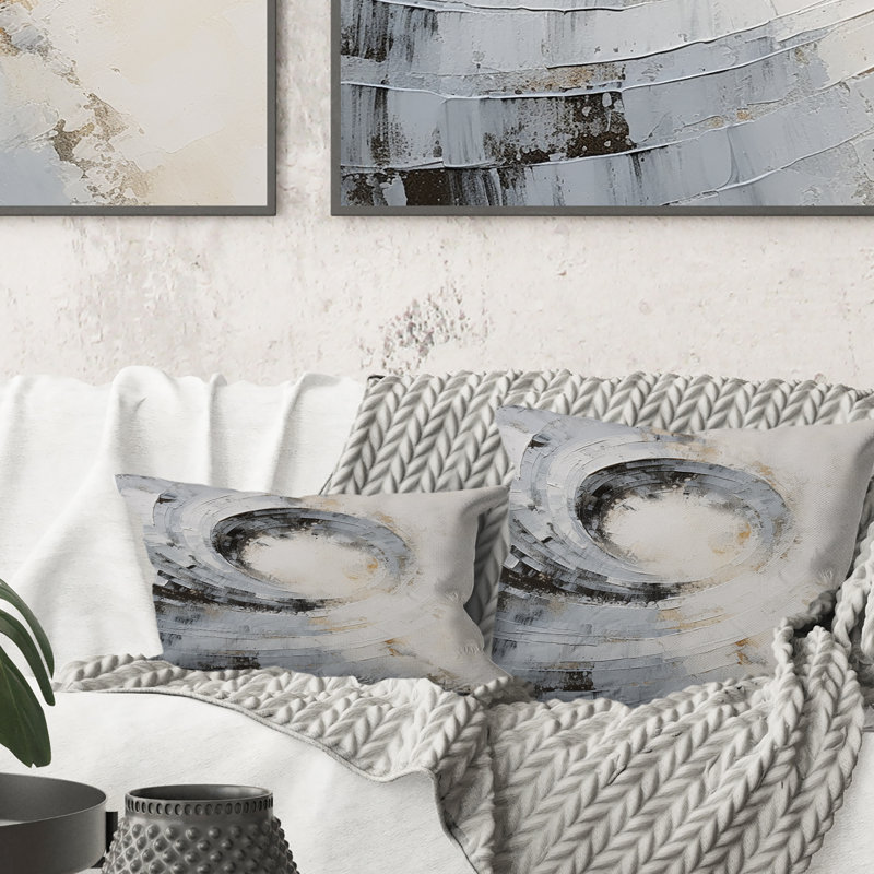 Coussin décoratif blanc et gris Majestic Motion - Abstract Spirals