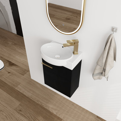 Meuble-lavabo simple 16 po avec comptoir en céramique