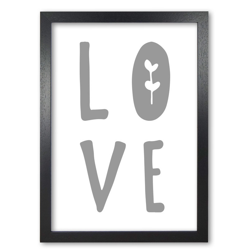 Love - Print, 85 cm H x 60 cm W x 5 cm D, Black Grain Frame