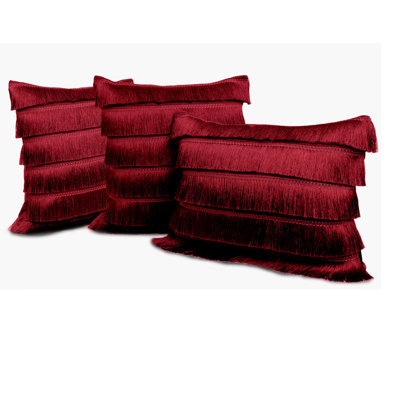 Ensemble de 3 housses de coussin lombaire décoratives à franges - 14 po x 20 po - Housses de coussin décoratives texturées