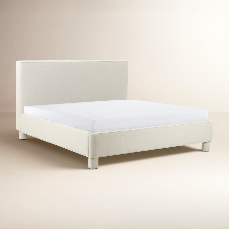 Ichigo Upholstered Platform Bed, King, Light Grey
